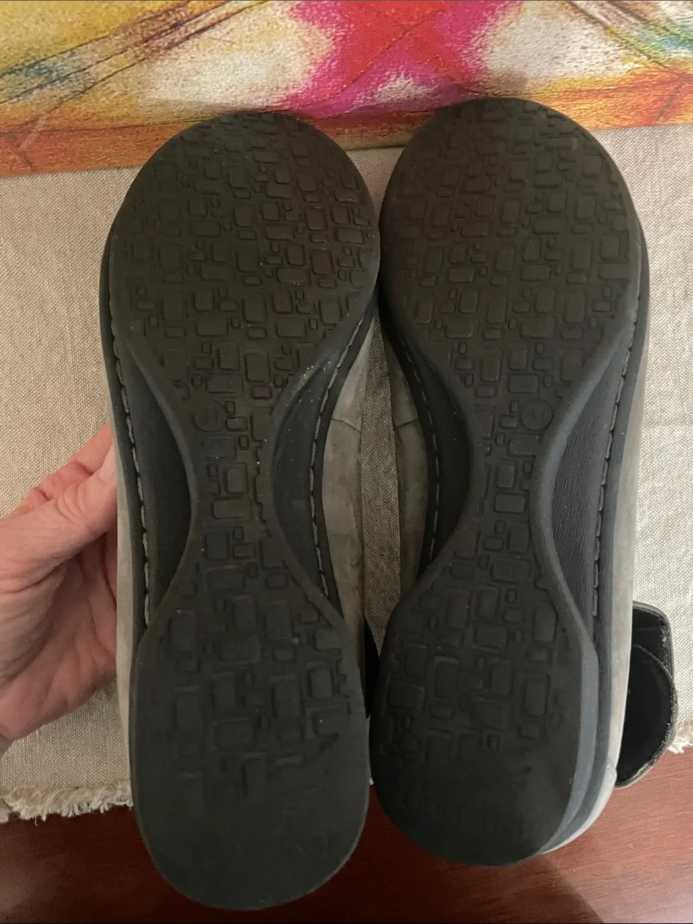 Dansko Lulu Ankle-Strap Mary Jane Flat in gray suede